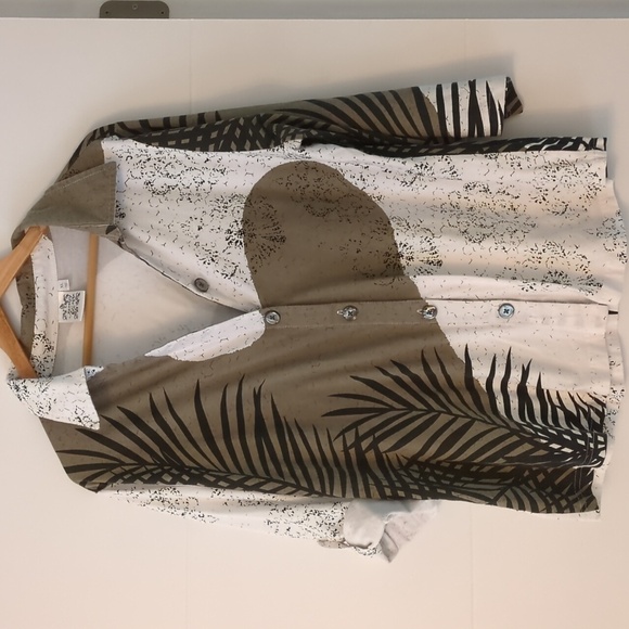 Parsley& Sage Button Down Rolled Tab sleeves Boho Casual Stretchy Relaxed Shirt - Picture 1 of 8